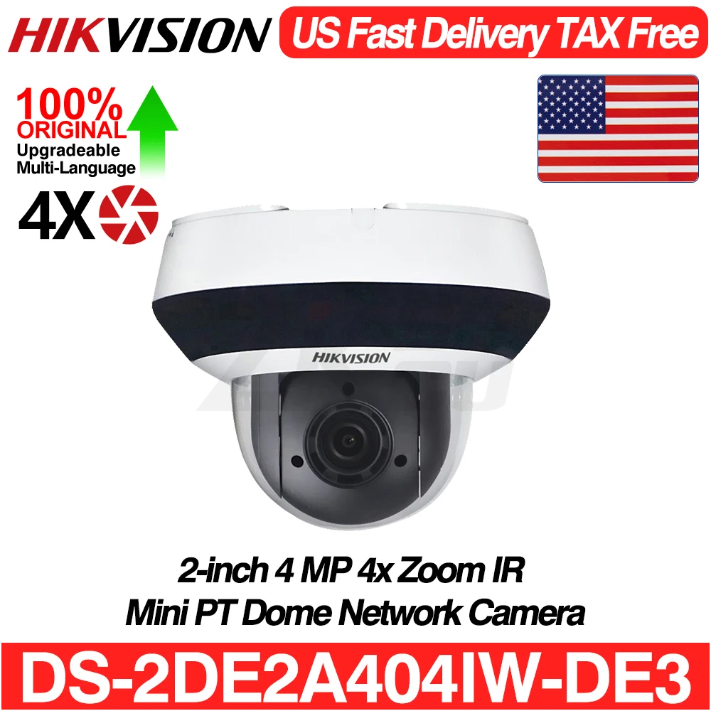 Hikvision DS-2DE2A404IW-DE3 4MP PTZ IP Camera 4X Zoom Built-in Mic Security Surveillance CCTV Camera Hik-connect