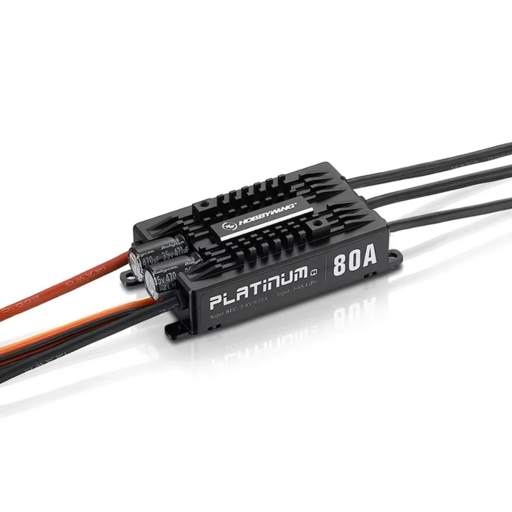 오리지널 Hobbywing 플래티넘 프로 V4 80A 3-6S Lipo BEC 빈 몰드 브러시리스 ESC, RC 드론 항공기 헬리콥터용, 1 개