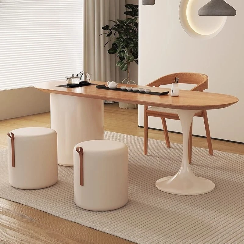 

Чайный столик и стул Wabi Silent Wind, комбинированный размер, чайный столик из цельного дерева кремового цвета, встроенный маленький чайный столик