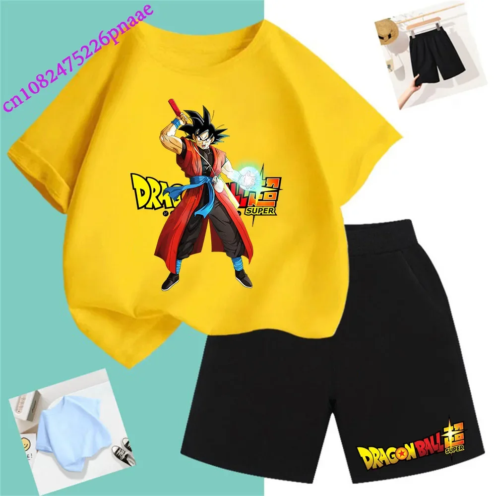 Dragon Ball t shirt Fashion Summerdress2024 Short Kid Short T-shirt Baby Tee Sets Fashion Casual O-neck Breathable Kawaii Shorts