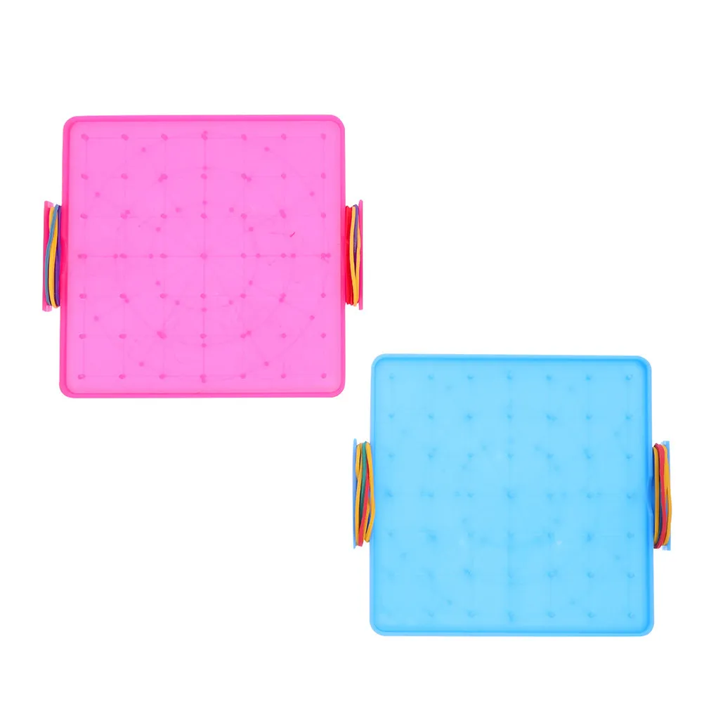 2Pcs Double Sided Geoboard Educational Manipulative Board Plastic Mathematical Material for Classroom Learning Fine Motor Skills