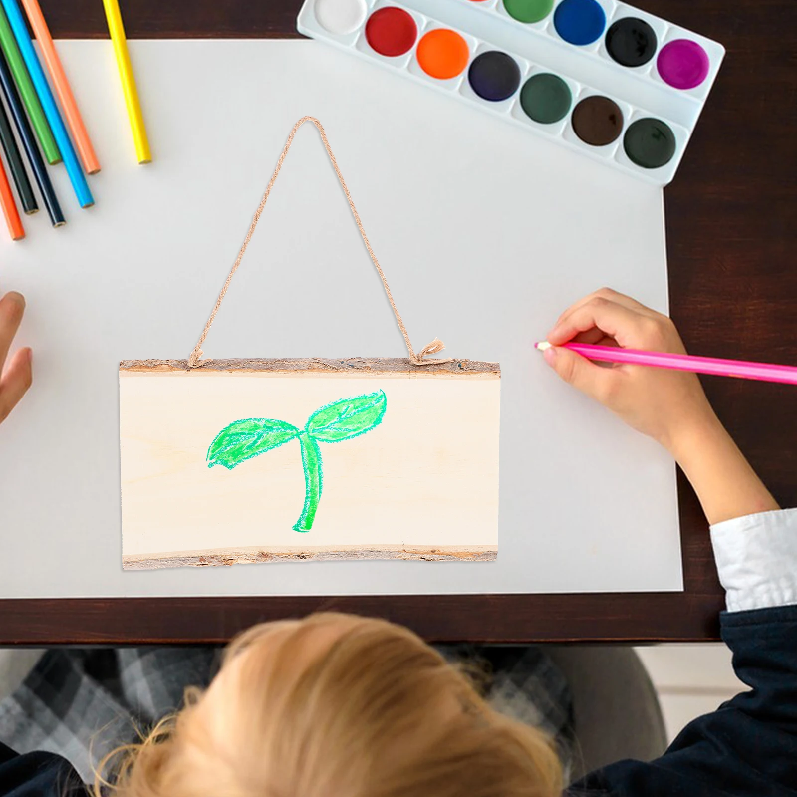 

2 Pcs Hand Hand-made Painting Pendants Wall Decor Bohemia Hanging Decoration Wooden Display Board Child