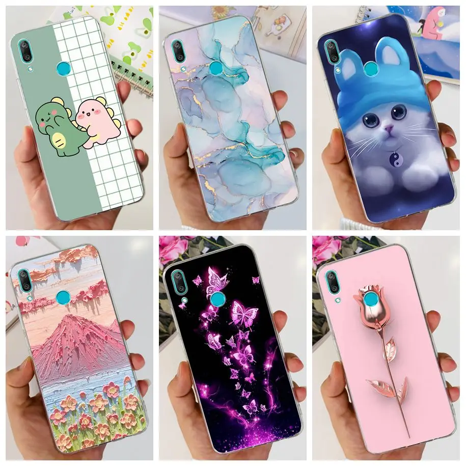 For Huawei Y7 2019 Case DUB-LX1 Fashion Marble Cartoon Slim Soft Cover For Huawei Y7 Pro 2019 DUB-LX2 Funda Y7 Prime 2019 Bumper