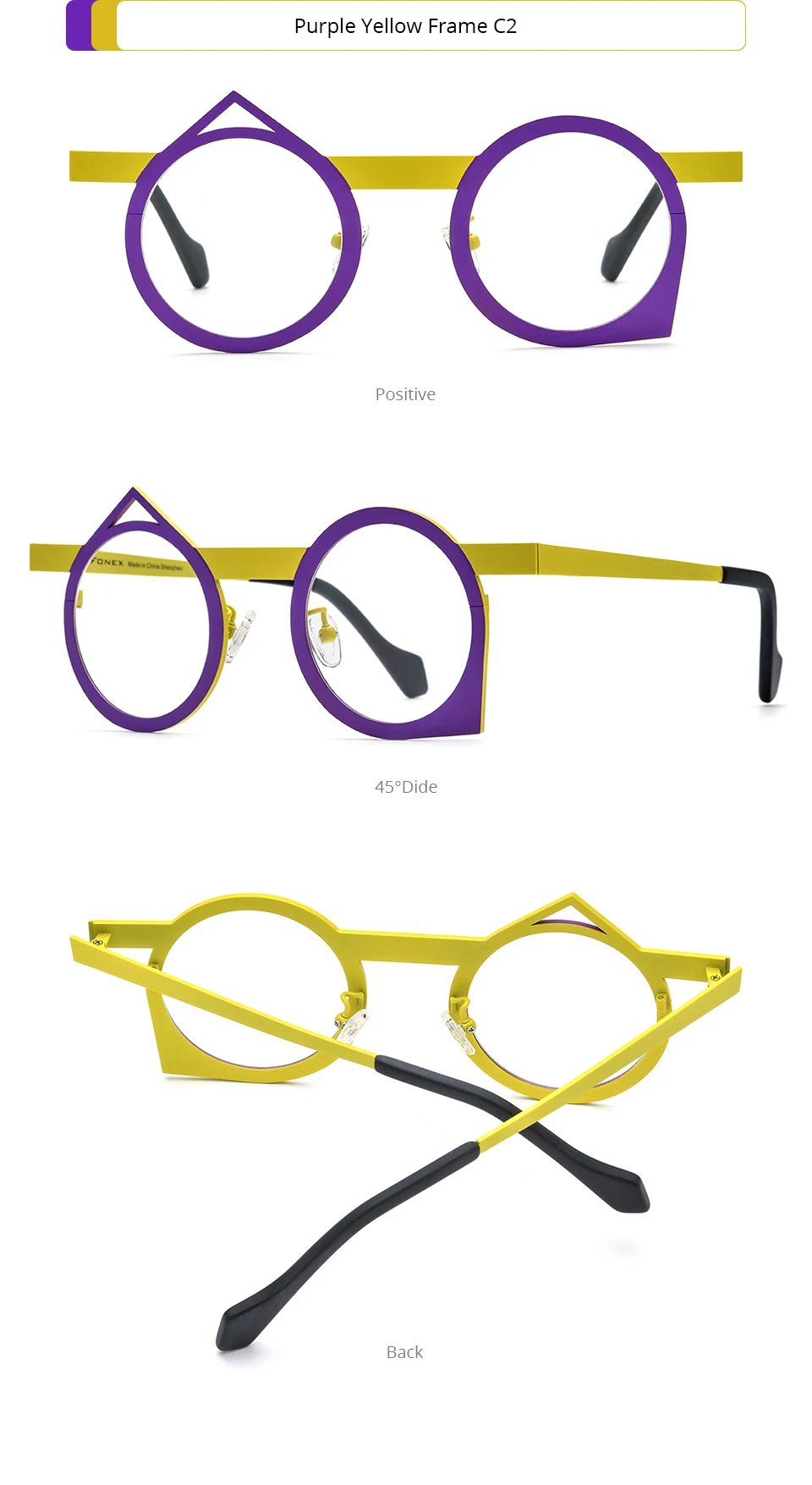 FONEX Reines Titan Brille Rahmen Frauen 2025, Neue Mode Marke Design Unregelmäßige Brillen Männer Ultraleicht Japanische Brillen 85801 – Detail 8