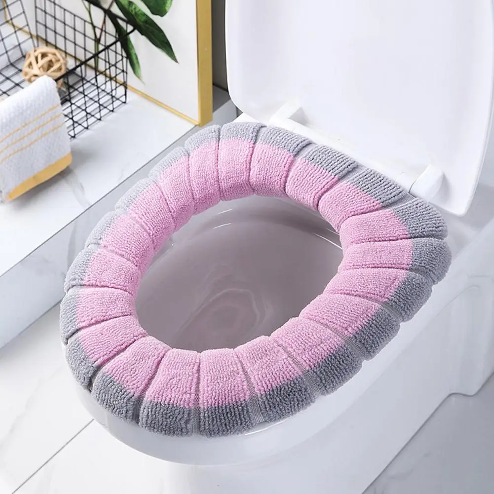 Winter Warm Toilet Seat Cover Mat Home WC Bathroom Toilet Pad With Handle Thicker Soft Washable Closestool Cushion Warmer Lids