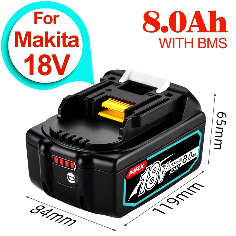 2024 Upgrade 18V 6.0 8.0Ah Rechargeable Battery For Makita Power Tools with LED Li-ion Replacement LXT BL1860 1850 18v 6000mAh