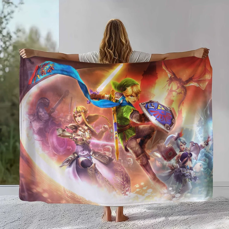 Retro Z-Zelda Cartoon Link Games Flannel Blanket,Ultra Soft Warm Plush Throw for Home Bedroom Bed Sofa Cover Camping Picnic kid