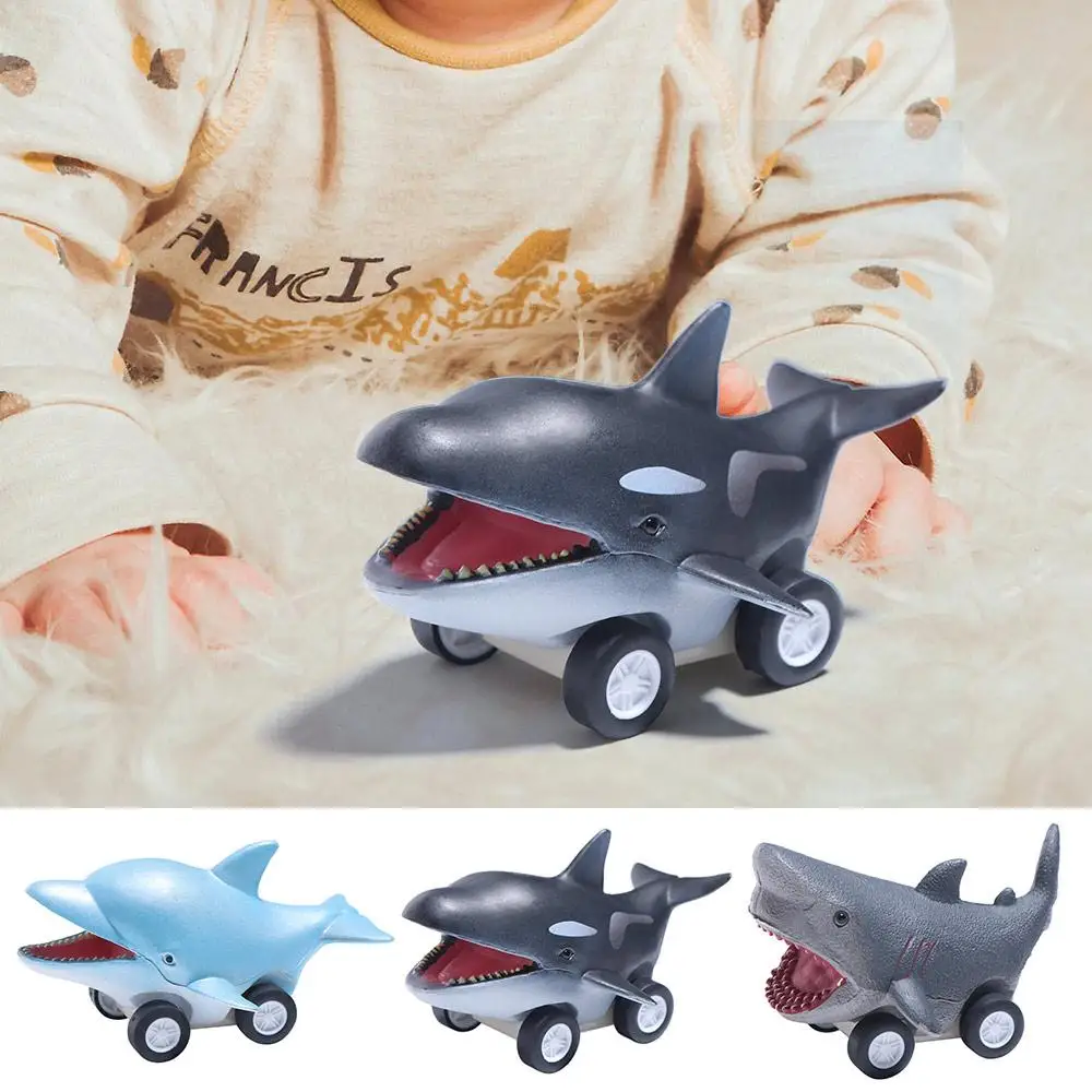 

Great White Shark Press and Go Car Toy Cute Whale Shark Dolphin Inertia Car Toy Mini Montessori Killer Whale Pull Back Toy Car