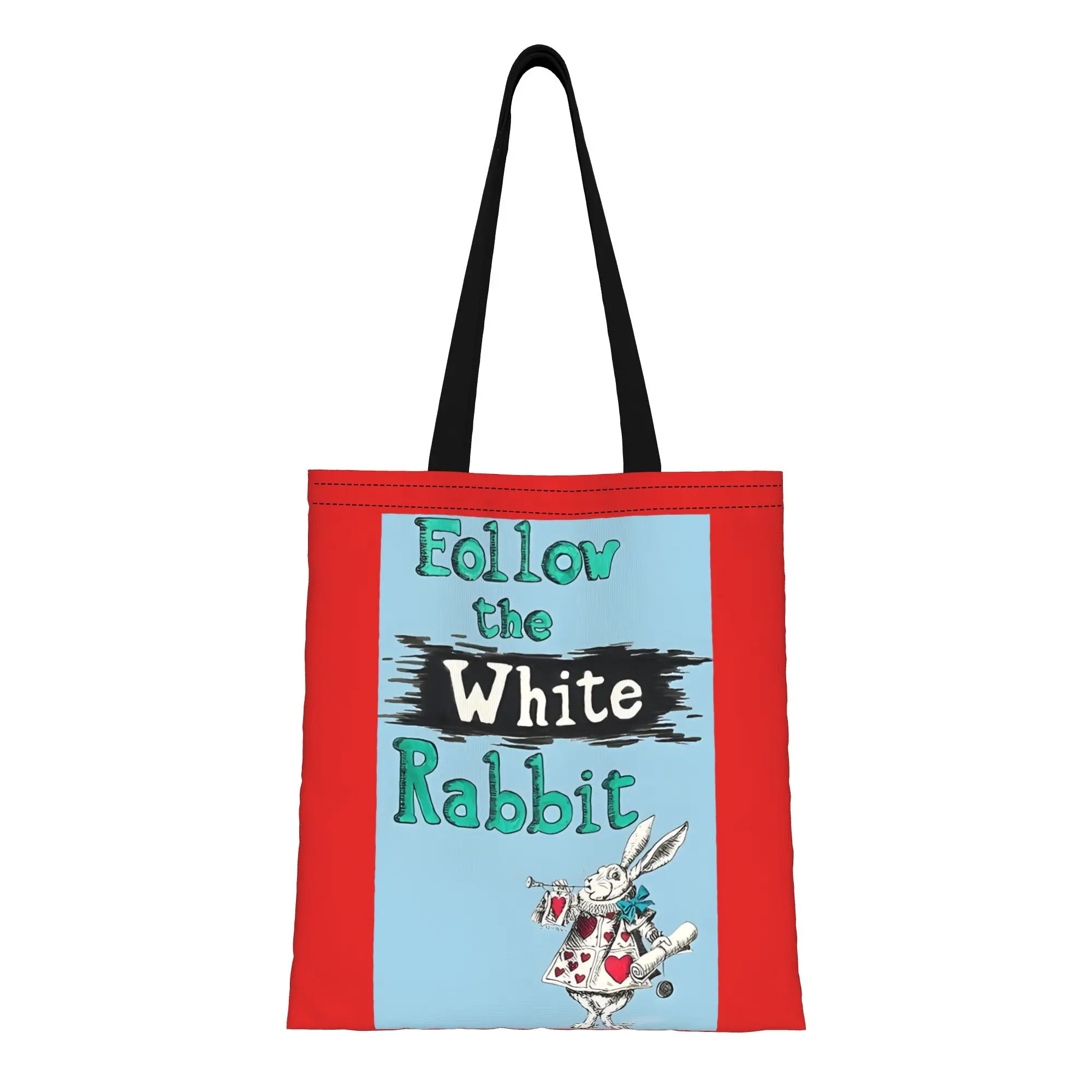 

tThe White Rabbit Follow tThe White Rabbitt Canvas Tote Bag Perfect for Shopping Travel Outdoor Heavy Duty Shoulder Handbag