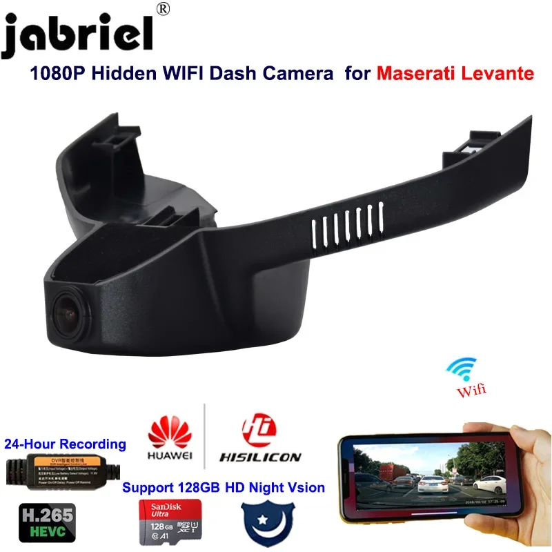 Jabriel 1080P Auto Dash Camera Wifi Car Dvr Car Camera For Maserati Levante 2016 2017 2018 2019 2020 Mirror Cover Android IOS