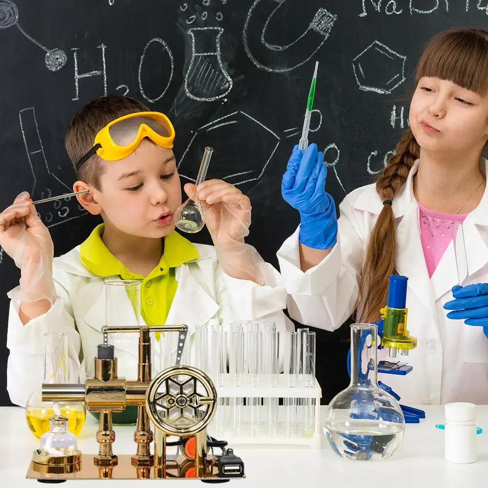 Stirling Engine Model Kit - Single Cylinder Hot Air Physics Science Toy, Diy Educational Generator For Stem Learning B9f8