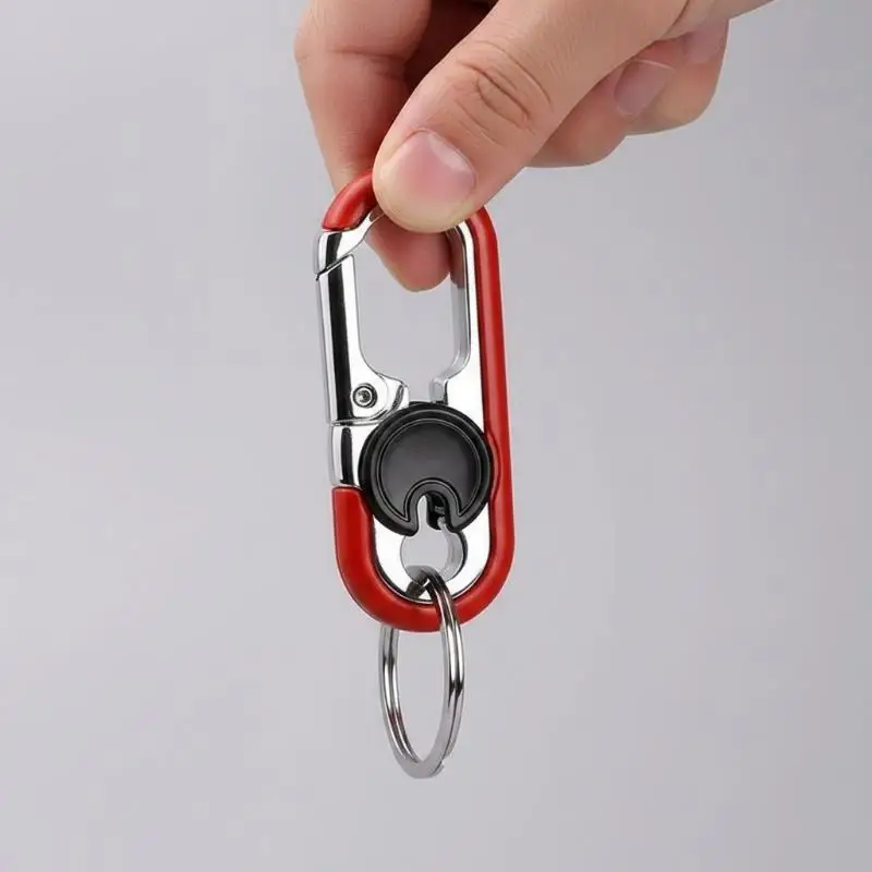 Lockable Rotatable Carabiner Keychain Metal Double Ring Anti-Lost Key Holder for Men Women Daily Carry Use