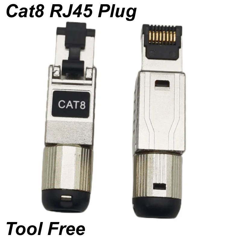 

Cat8 Connectors RJ45 Metal Tool Free Easy Termination Plug 2000MHz 40G LAN Network Cable 22AWG-24AWG Ethernet 2000MHz 40G Plug