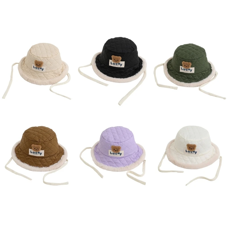 

B2EB Bear Pattern Fisherman Hat for Infant Warm Comfortable Ear Protections