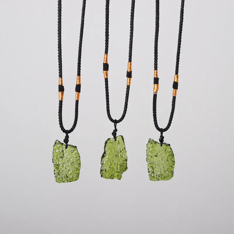 자연 녹색 체코 Moldavite 운 석 영향 펜 던 트 목걸이 차크라 치유