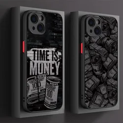 Time is Money Banknote Matte Transparent For iPhone Case 16 15 14 13 12 11 Pro XR XS Max 7 8 Plus Anti-Drop Phone Y2K Cover