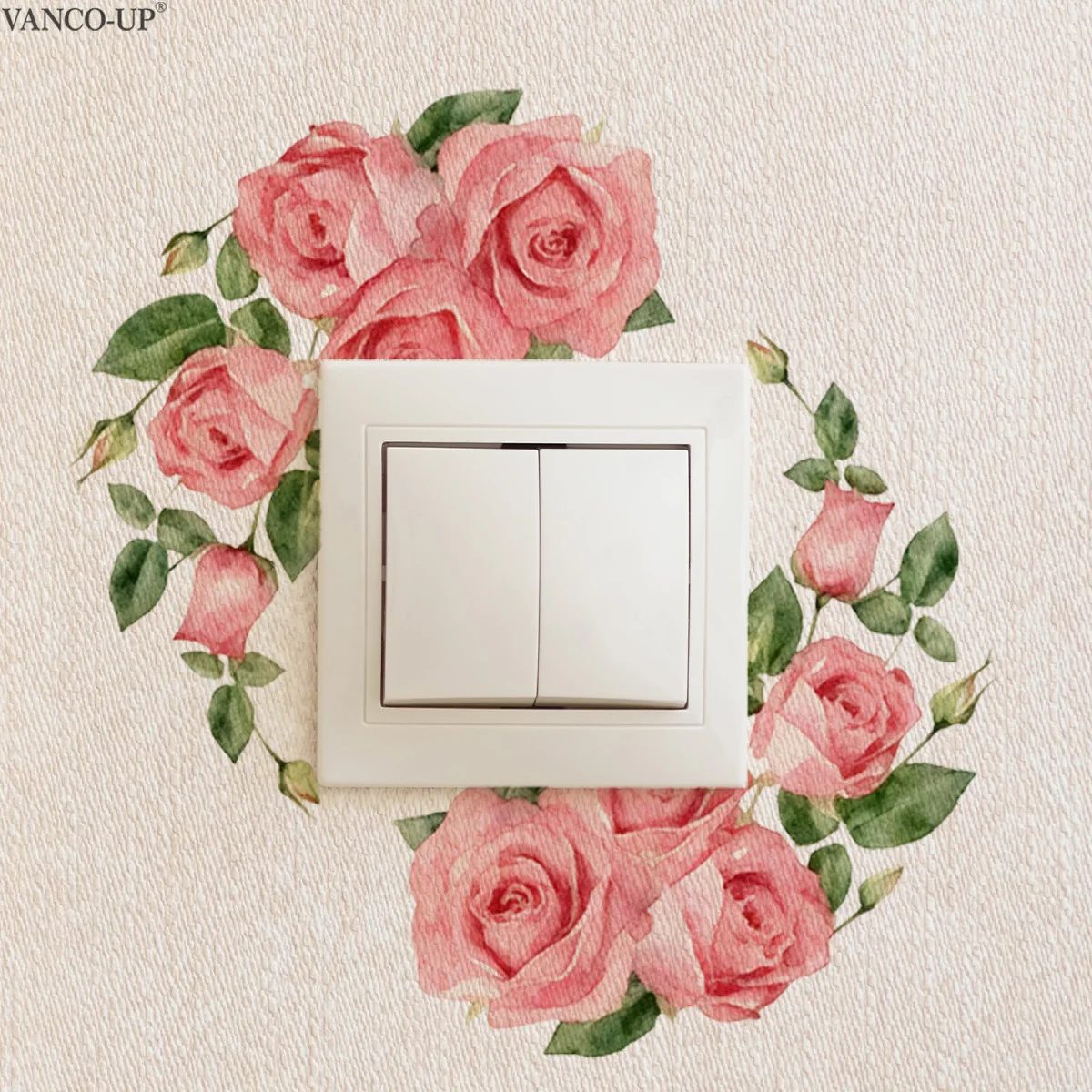 1pc Pink Rose Light Switch Wall Decal,Suitable for Light Switches, Bedroom, Living Room,Create a Romantic and Elegant Atmosphere