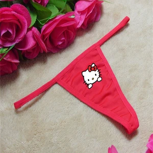 أنيمي لطيف طباعة مرحبا كيتي ثونغ تي السراويل للنساء ، سراويل منخفضة الخصر ، بيكيني مثير ، مريح ، تنفس ، حزام رقيق ، هدية أفضل 10 مبيعات بيكيني مرحبا كيتي - رقم 2