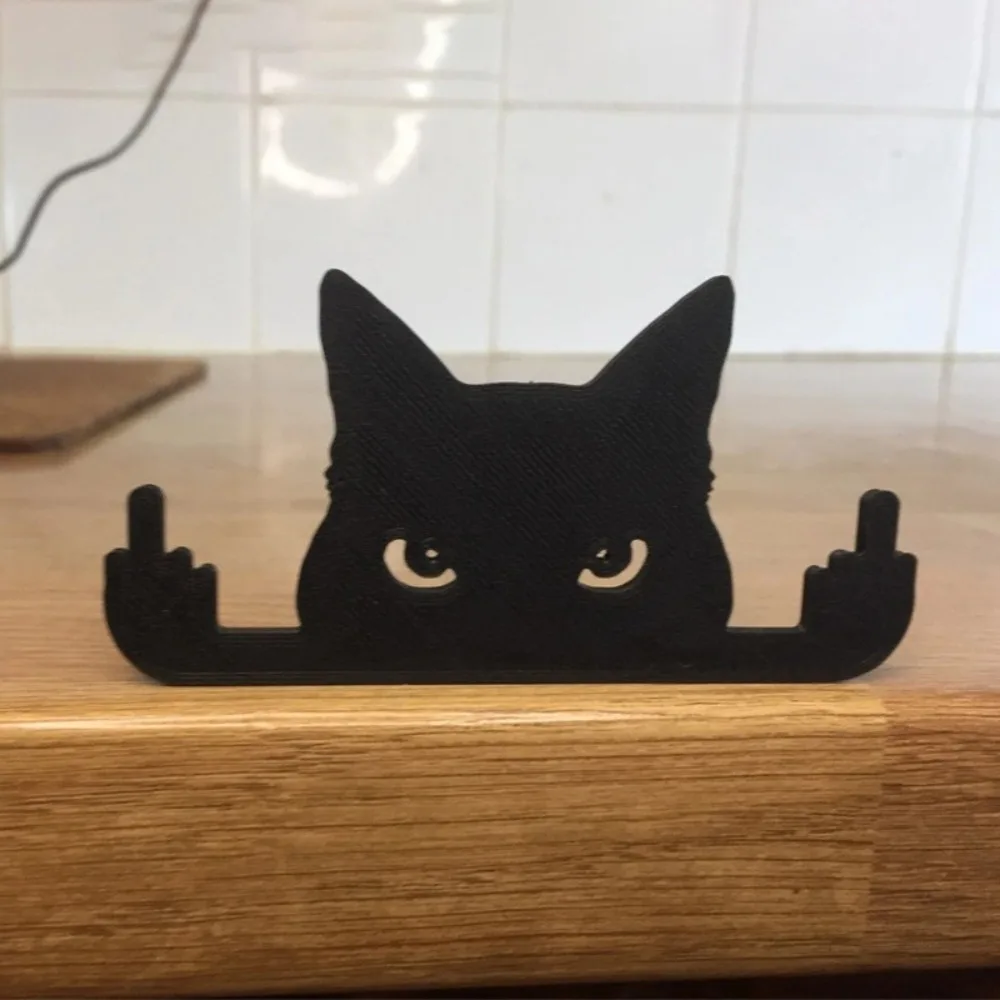 1PCS New Fence Decoration Table Decor Funny Room Window Middle Finger Cat Garden Decoration Black Cat