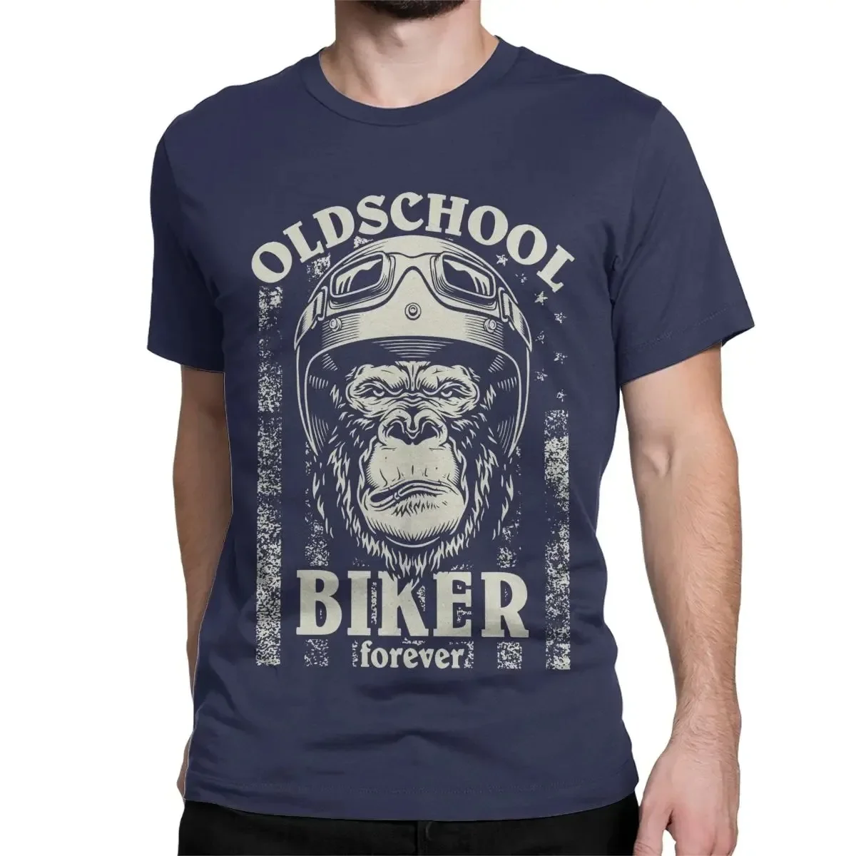 Old School Biker Motorcycle Bike Gorilla Men T Shirts Racing Tee Shirt Round Collar T-Shirt Cotton Birthday Present Clothing