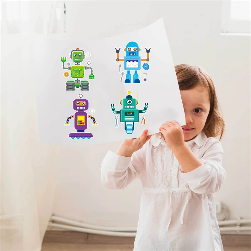 Creative Make Your Own Robot Stickers Children DIY Toys Make A Face Sticker Puzzle Jigsaw Robot Party Decorations Kid Boys Gifts