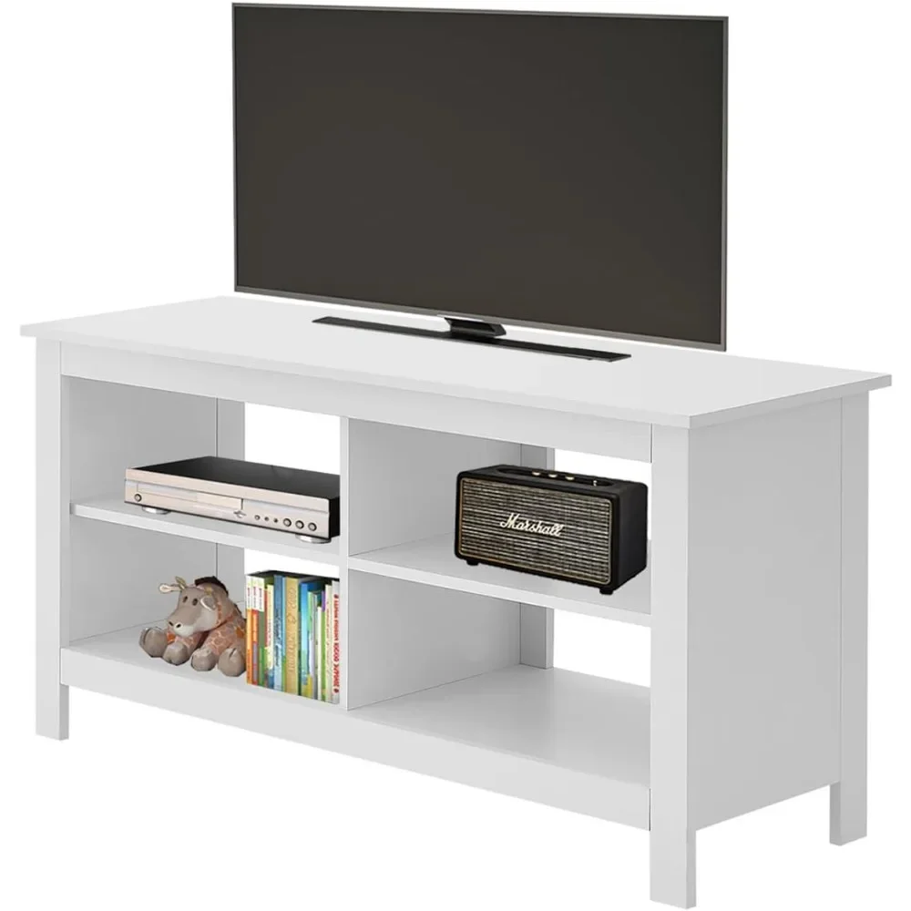 

43 Inches TV Stand,Mid Century Modern Entertainment Center with 4 Open Shelves Farmhouse TV Media Console Table for Living Room