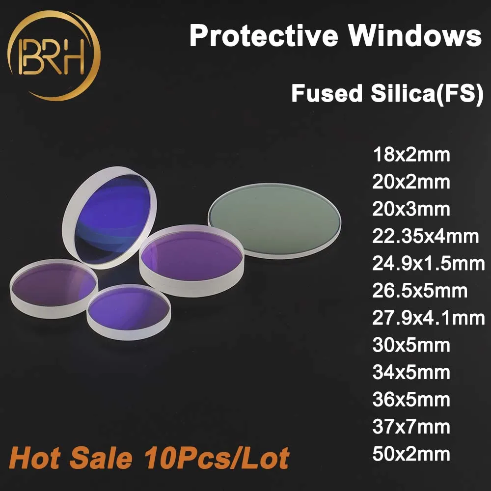 10PCS Fiber Laser Lens /Protective Windows 18x2 27.9x4.1 30x5 37x7 1064nm For Raytools Bodor WSX Precitec CQWY QILIN Laser Head