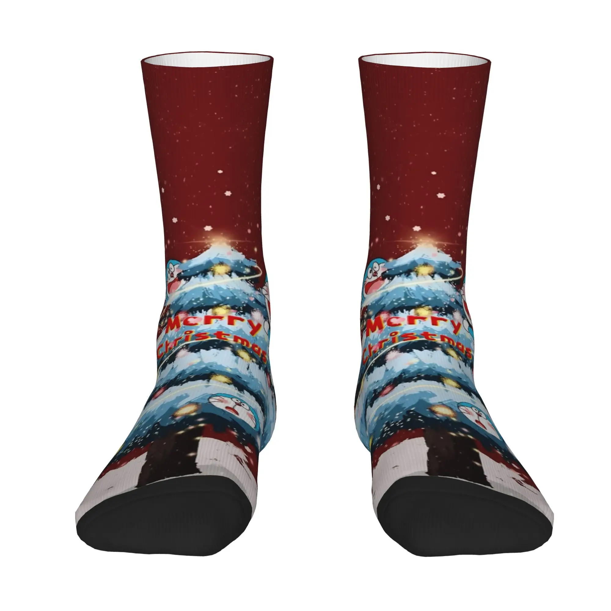 1 Pair Funny Crazy Sock for Men Merry Christmas Tree Holiday Winter Hip Hop Harajuku Doraemoning Pattern Printed Sock Novelty