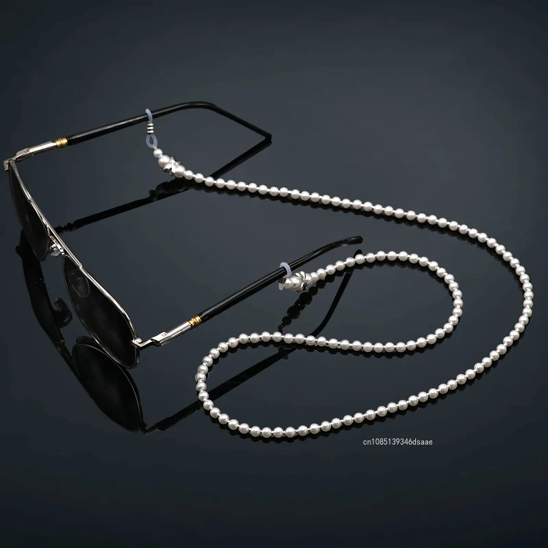 Imitation Pearl Beaded Eyeglass Chains 75cm White Glasses Reading Eyeglasses Holder Strap Cords Lanyards for Women Girls