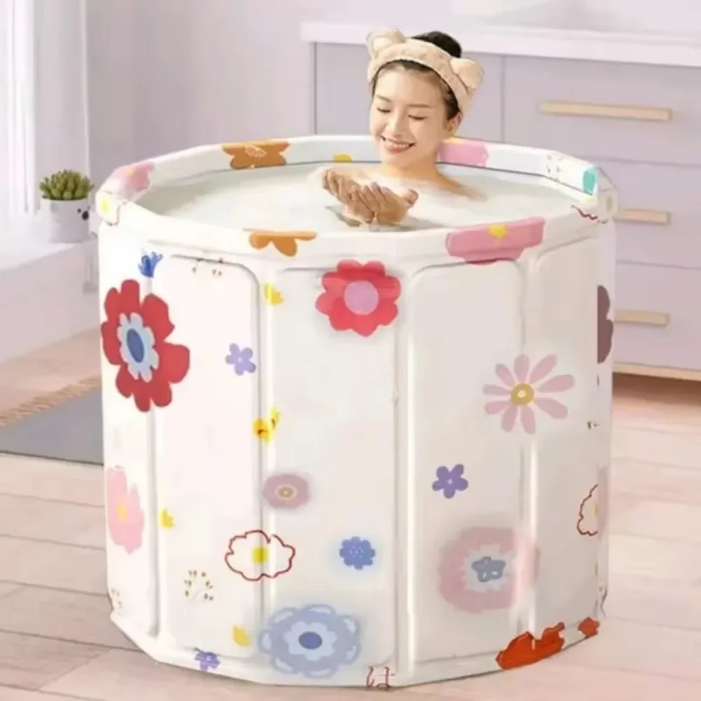 Thickened Insulated Foldable Adult Bathtub Portable Enlarged Round Bathing Bucket Multifunctional House Bathroom SPA Bath Tub
