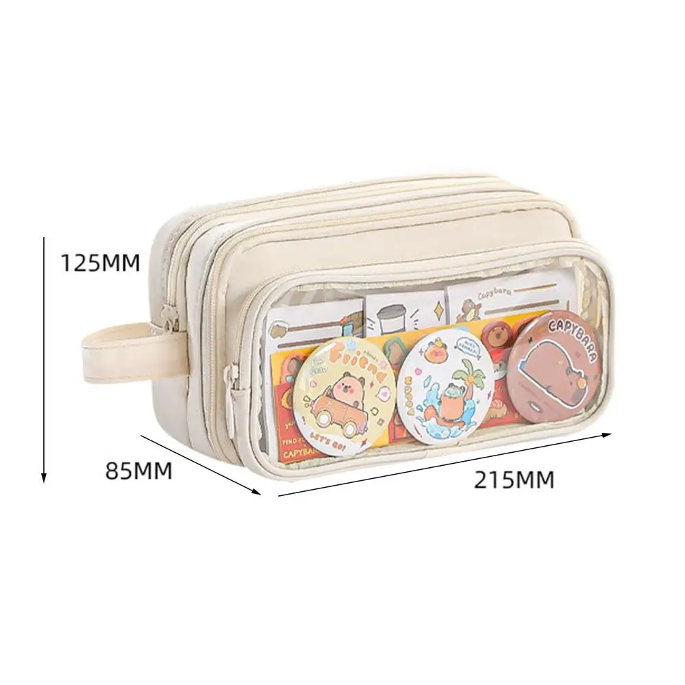 Ins Style Ten-Layer Pen Bag Large Capacity Zipper Pencil Bag Transparent Pencil Case Removable Pencil Case Multifunctional
