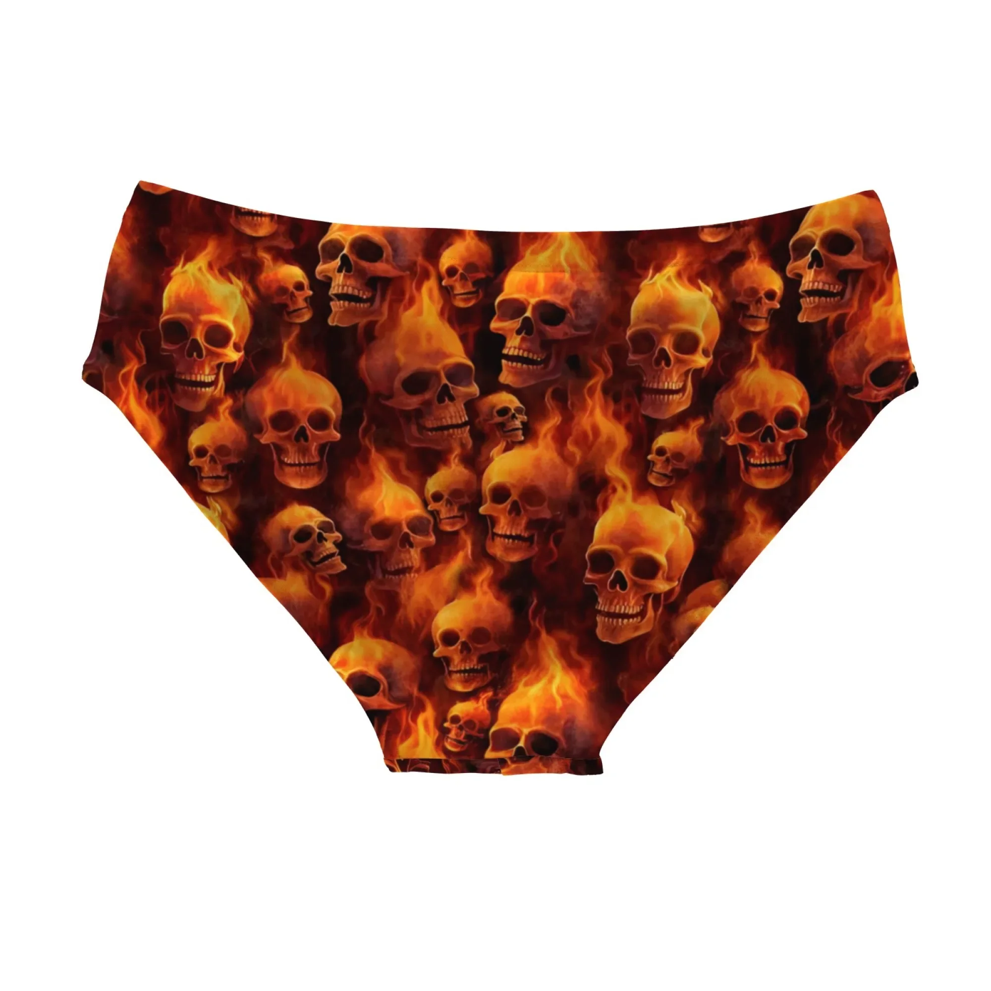 Flame Skull Retro Fashion Men's Swim Trunks Novelty Bikini Swimwear Lightweight Non-slip Breathable Beach Briefs Party Gift