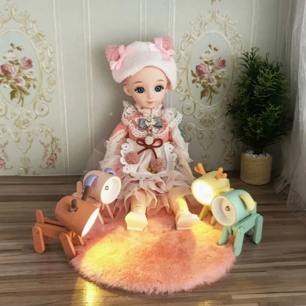 

Mini Dollhouse LED Night Light Cute Multistyles Folding Desk Lamp Folding Dog Deer Pet Lights for 1/6 1/12 Dolls