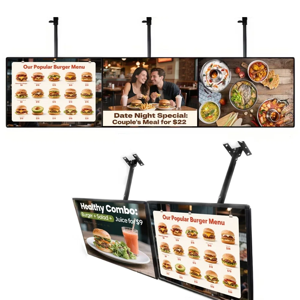 Custom LED Light Box Sign Backlit Menu Board Illuminated Poster Display Ultra-Thin Poster Hanging Sign Restaurant Burger Shop