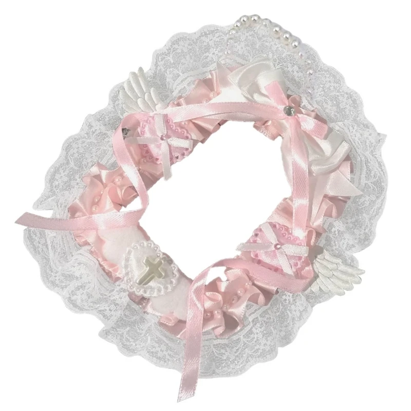 Ruy băng ren Cánh thiên thần Xù ren trang trí Photocard Chủ với chuỗi đính cườm