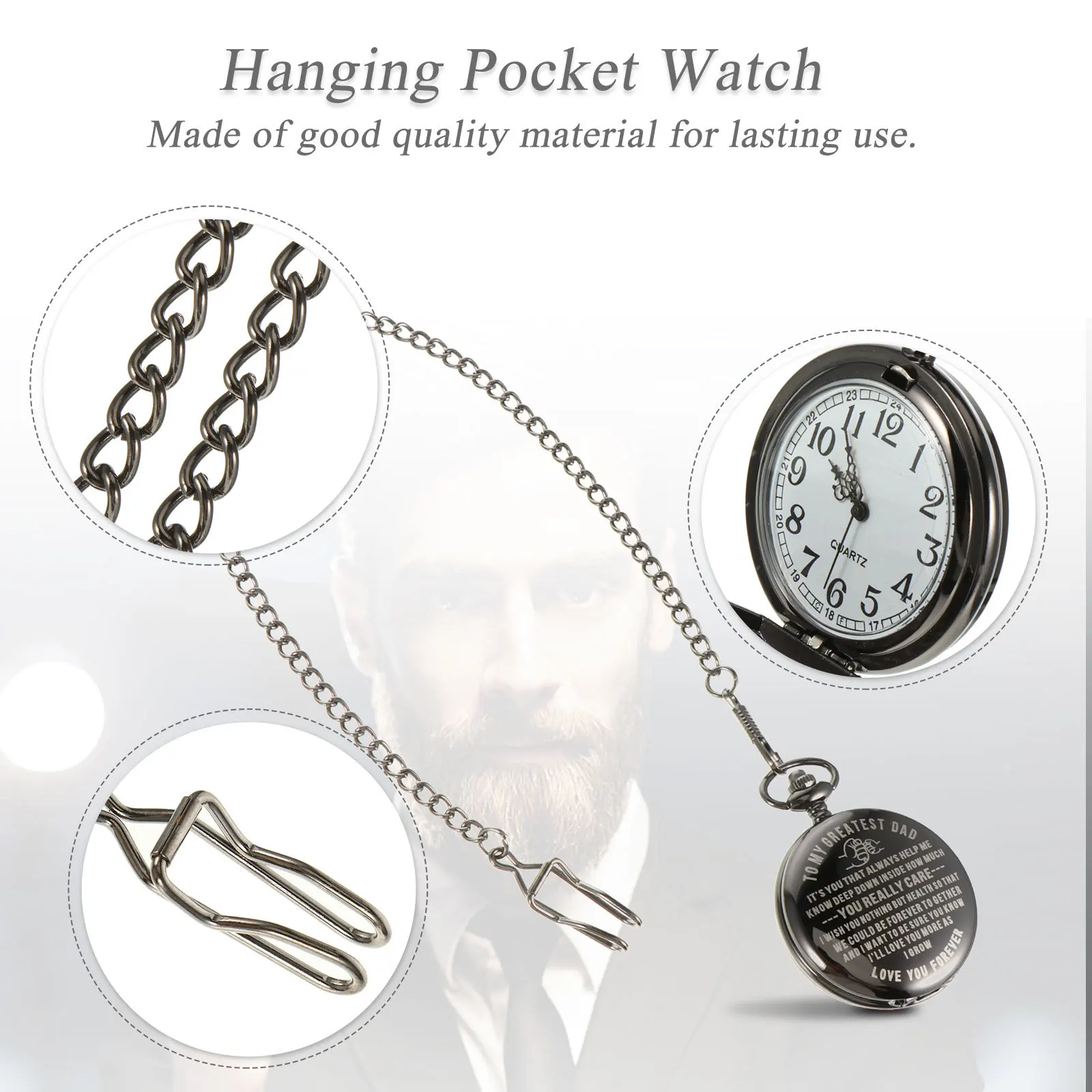 ساعة جيب محفورة بالليزر خمر حركة كوارتز ساعة معلقة للرجال للجنسين قلادة قلادة الملابس والاكسسوارات #4