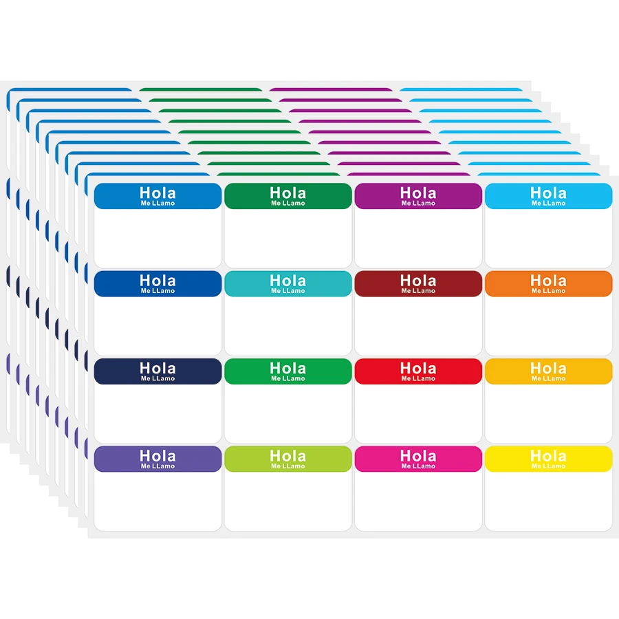 

160 шт. Испанские бирки с именем «Hello My Name Is» — 16 цветов (3 x 2 дюйма) — красочные наклейки для школы и офиса.