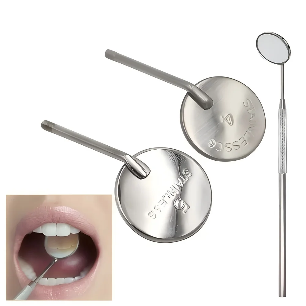 12Pcs/Box Stainless Steel Dental Mouth Mirror Anti-fog Rhodium Coated Intraoral Reflector Reusable Size #4 and #5 Oral Care Tool