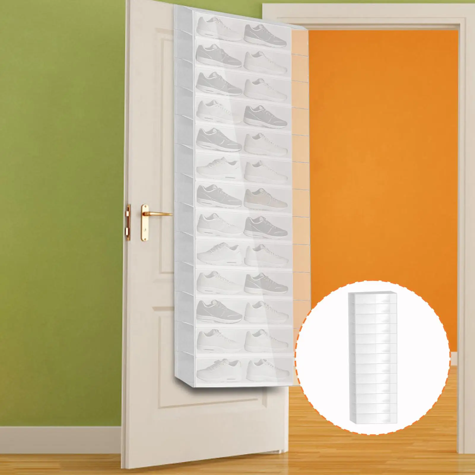 Over The Door Shoe Rack 26 Pockets Hangable Holder Hangable Clear Foldable Shoe Holder Door For Footwear Boot Sneaker High Heel