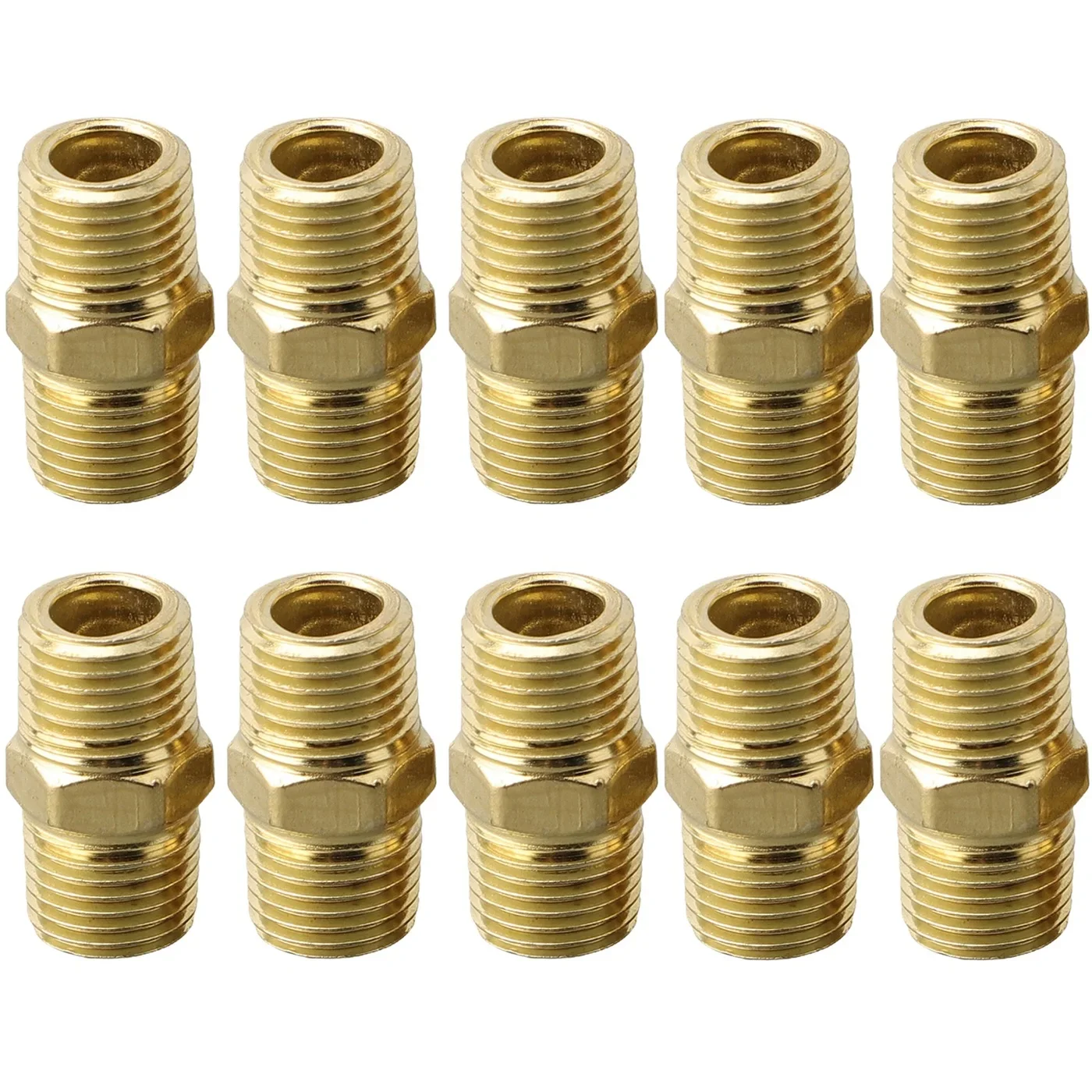

10 шт. латунный шестигранный ниппель 1/4 дюйма, переходник для труб «папа-папа», аксессуары, воздушный шланг, компрессор, разъем для воды, газа, дома, сада