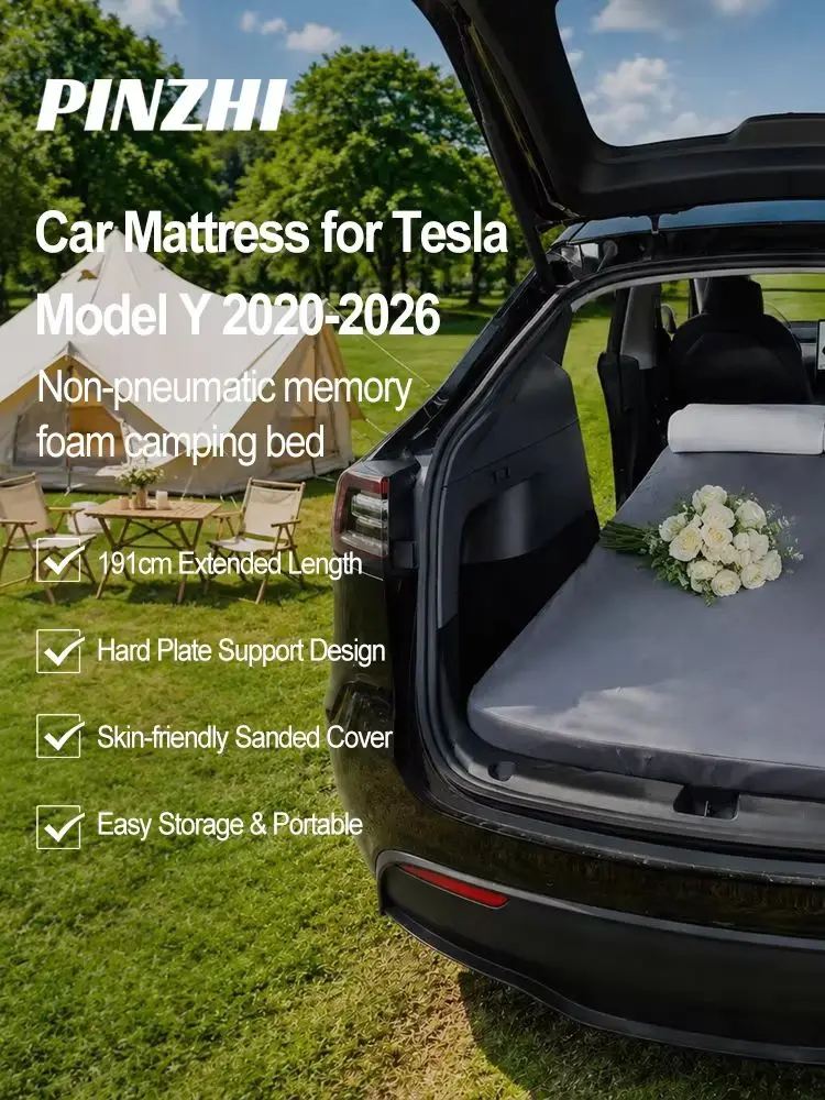 Auto-Campingmatratze für Tesla Model Y 2020-2026 (einschließlich: Model Y Juniper) Hochdichter MDI-Schaumstoff, faltbares, tragbares Reisebett