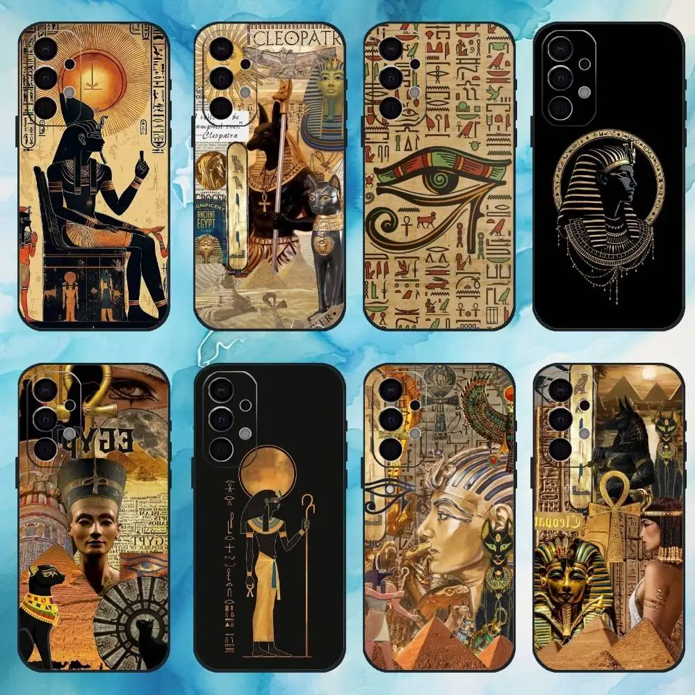 

Egyptian Pharaoh Mural Phone Case For Samsung S25,24,23,22,30,21,10,9,Ultra,Plus,Lite,FE,4,5 G Soft Black Case