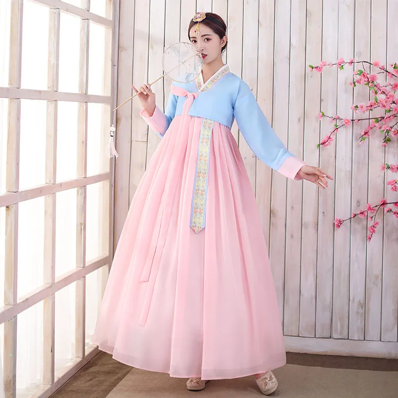 Robe de cour traditionnelle pour femmes, vêtements de minorité, danse folklorique coréenne pour spectacle, robe asiatique, Hanbok élégant, cosplay de mariage pour scène