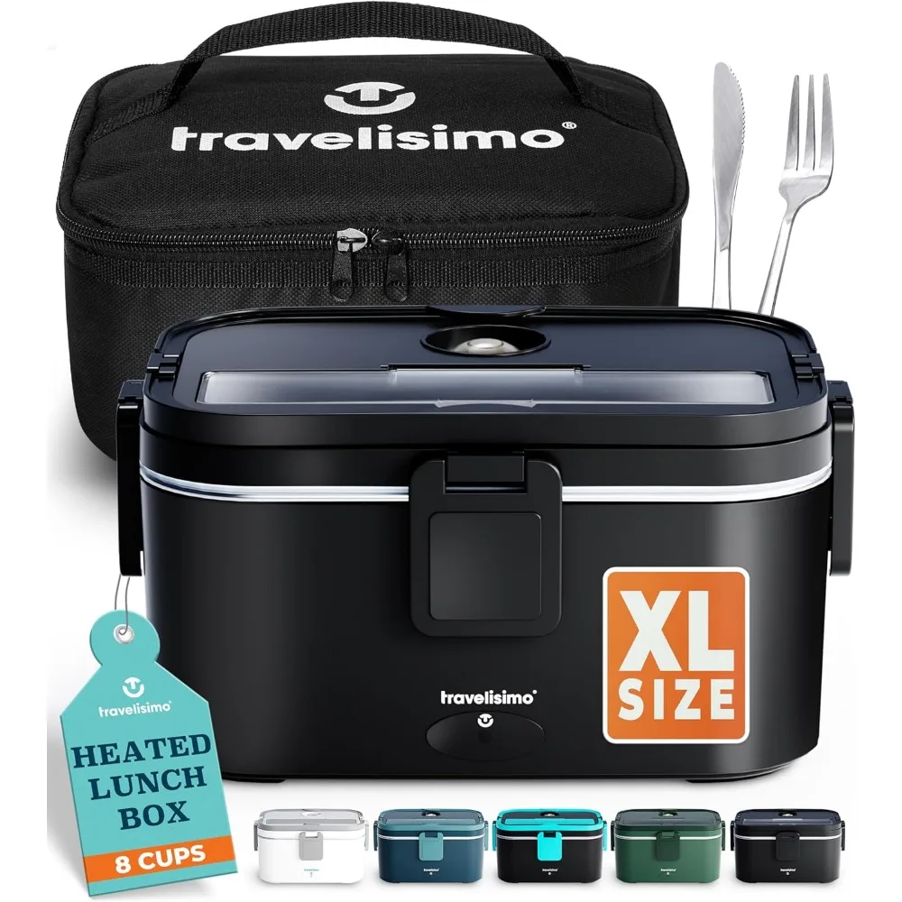 

Extra-Large 1.8L Electric Lunch Box with 80W Heating for Travel & Work, Portable Food Warmer
