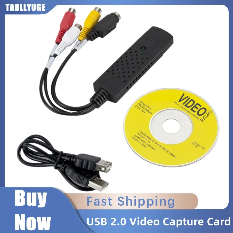 

USB 2.0 to AV Video Capture Adapter converter USB Audio Video Capture Device Video TV DVD VHS DVR for Win10/7 PC adapter