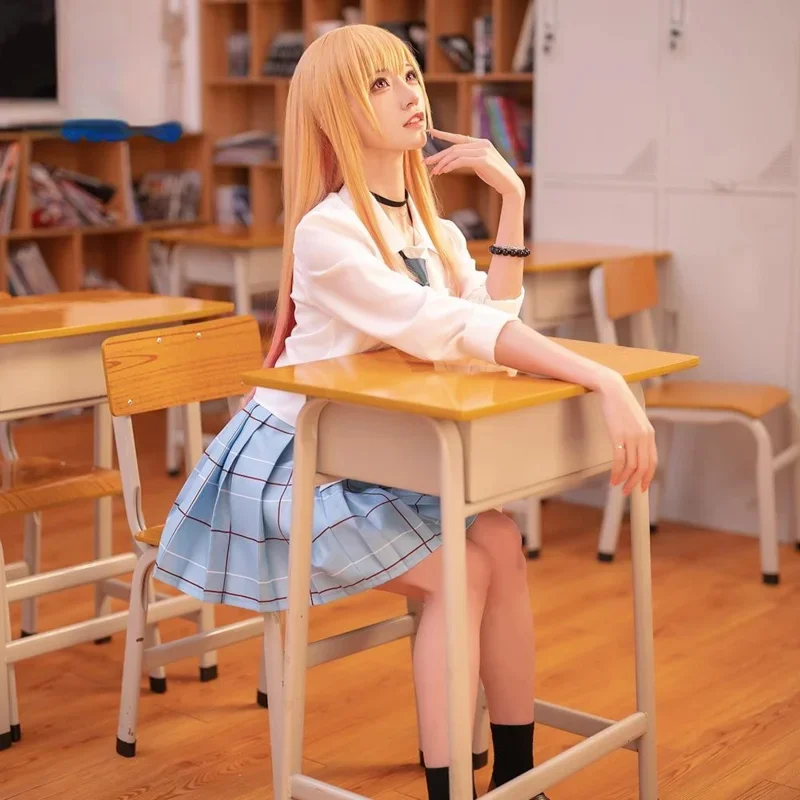 مارين كيتاجاوا تأثيري فستاني حبيبي زي JK زي مدرسي تنورة ملابس هالوين كرنفال البدلة MN3