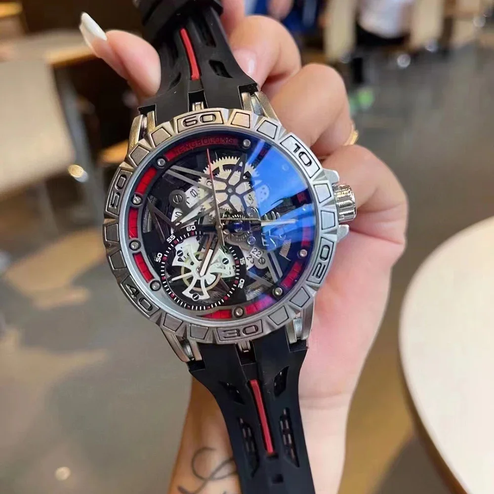 2024 Cool 3D Creative 49mm Big Dial Men Watches Luxury Rubber Strap Waterproof AAA Original Quartz Wristwatch Relogio Masculino