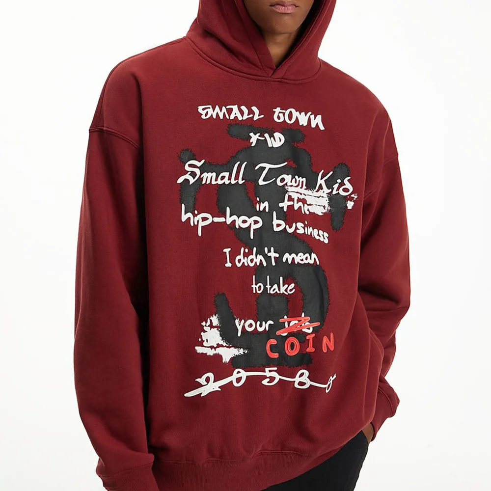 Mens Hoodie Cotton Hip-Hop Y2k Inspired Graffiti Fonts Pullover Casual Street Rap Style Hoodie Comfortable Baggy Mens Sweatshirt