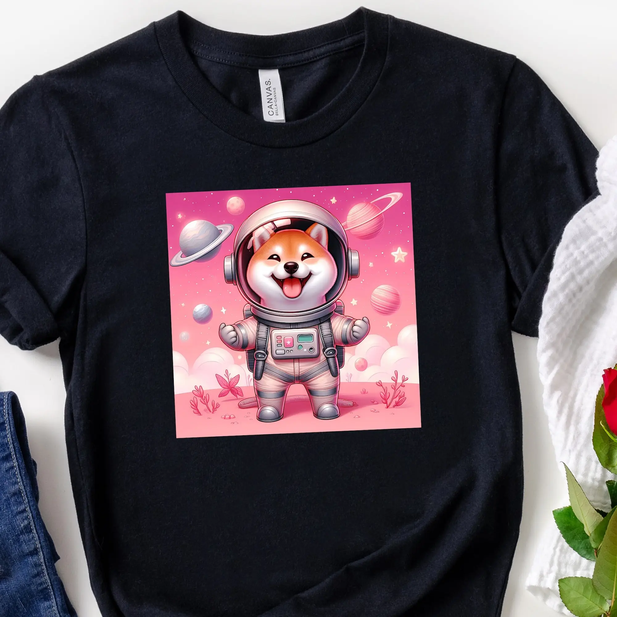 Camiseta de astronauta Doge, perro espacial, regalo de Navidad, mamá, Shiba Inu, propietario, navidad