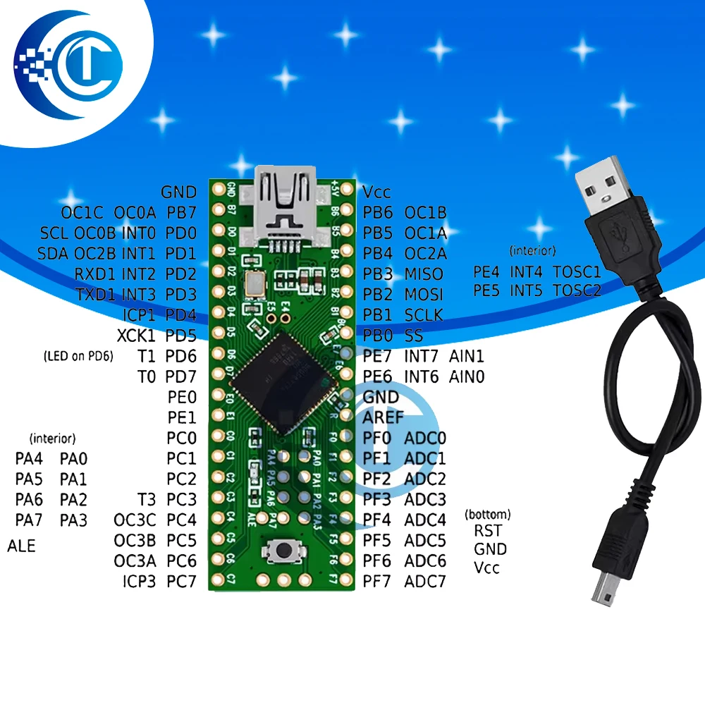 

Teensy 2.0++ USB AVR Development Board ISP U Disk Keyboard Mouse Experimental Board AT90USB1286 For Arduino